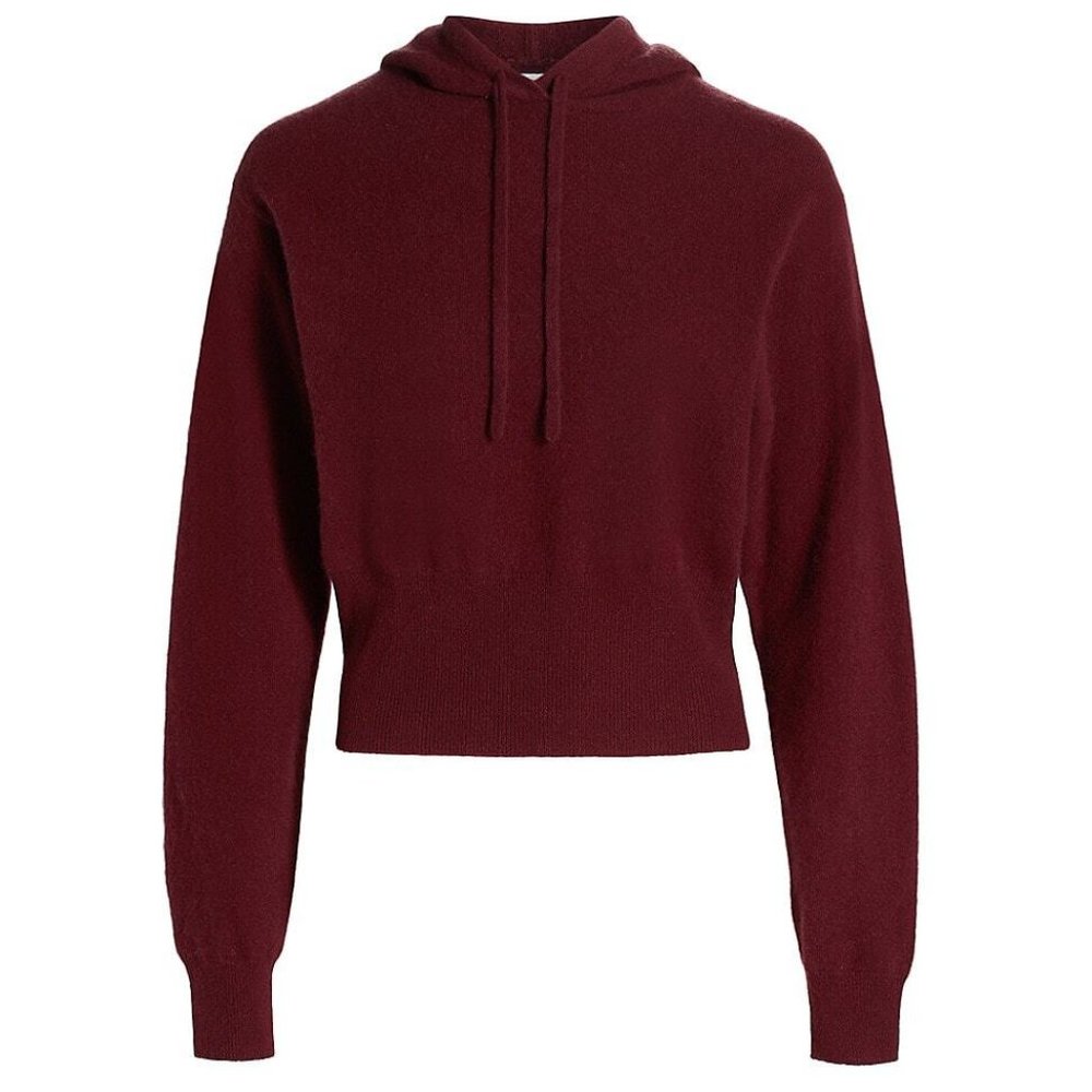 NAADAM Women's 100% Cashmere Pullover Hoodie Top Solid Bordeaux Medium Size
